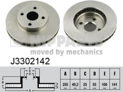 Disc frana TOYOTA COROLLA Verso (ZDE12, CDE12) (2001 - 2004) NIPPARTS J3302142 foto