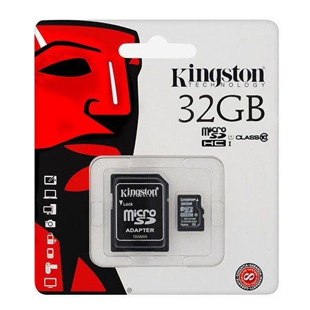 MICROSD CARD 32GB CLASS 10 ADAPTOR KINGSTON