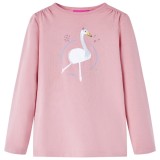 Tricou pentru copii cu m&acirc;neci lungi, roz deschis, 92, vidaXL