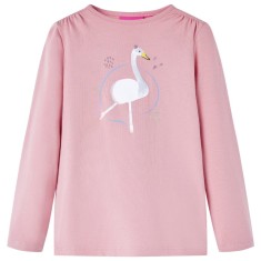 Tricou pentru copii cu m&acirc;neci lungi, roz deschis, 92