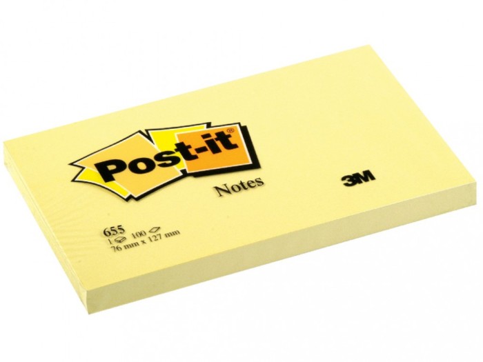 Notes adeziv 76 x 127 mm 100 file Post-it Canary Yellow