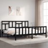 VidaXL Cadru pat cu tăblie 200x200 cm, negru, lemn masiv 3193165