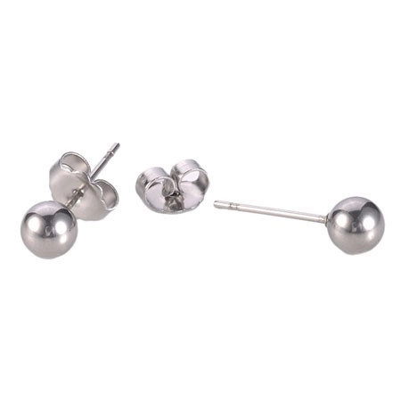 Cercei din oțel chirurgical, bile mici argintii - Bilă: 6 mm