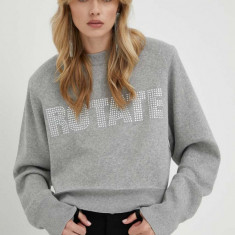 Rotate pulover din amestec de casmir culoarea gri