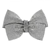 Clamă Păr, Fără Brand, Fundiță, Strasuri, Argintiu, Dimensiuni 9.5x7cm, Oem