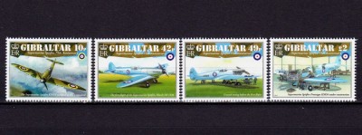 ✅ ( S19 ) Gibraltar 2011 &amp;quot;A 75-a aniversare - avionul Spitfire Supermarine &amp;quot; , serie Mi. 1443/1446 , nominal 3.01 GBP , MNH foto