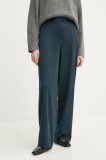 Remain pantaloni femei, culoarea albastru marin, lat, high waist, 5025062219