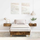 VidaXL Cadru pat fără saltea Stejar afumat 100x200 cm Lemn prelucrat