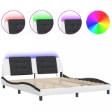Cumpara ieftin Cadru de pat cu LED fara saltea, Zadar, alb si negru, 180x200 cm