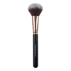 Pensulă Pudră, Model Compact, 18cm, Peri Bicolor, Negru/Roz Auriu
