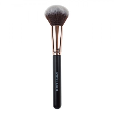Pensulă Pudră, Model Compact, 18cm, Peri Bicolor, Negru/Roz Auriu foto