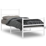 Cumpara ieftin Cadru Pat Metalic Gossi, 90x190 cm, Alb, cu Tablie - Robust, Design Modern, Spatiu Depozitare, Suport Saltea