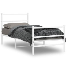 Gossi cadru de pat metalic cu tablie de cap/picioare&nbsp;, alb, 90x190 cm