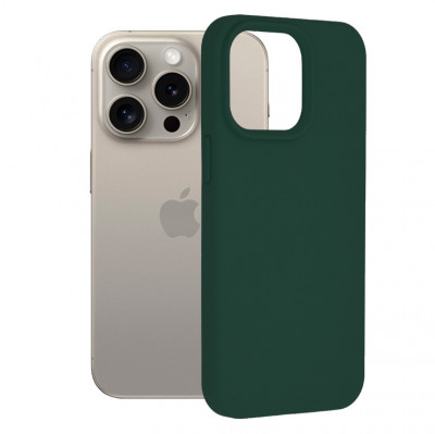 Husa pentru iPhone 15 Pro Max, Techsuit Soft Edge Silicone, Dark Green foto