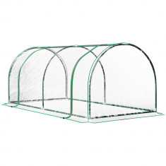 Sera tunel din otel si cu capac din PVC, 200x100x80 cm, transparent si verde Outsunny | Aosom RO