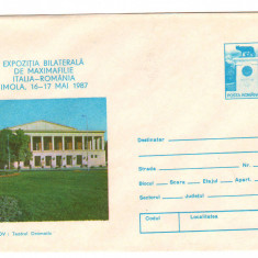 CPIB16960 INTREG POSTAL - EXPOZITIE MAXIMAFILIE ITALIA ROMANIA, 1987, BRASOV