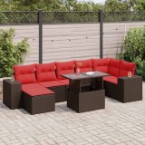 Gossi set canapele de gradina cu perne, 8 piese, maro, poliratan