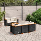Cumpara ieftin Gossi set mobilier de gradina cu perne, 6 piese, negru, poliratan