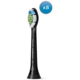 Rezerve Philips Sonicare Optimal White HX6068/13, pachet de 8 capete de periere standard, sincronizarea modurilor BrushSync, negru