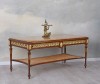 Masa Antica Lemn Masiv Furniruit cu Blat Marmura Bej, Lucrata Manual, Stil Clasic/Modern, 117x58x54cm