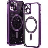 Husa MagSafe pentru Apple iPhone 13, Techsuit, Luxury Glitter, Mov Inchis
