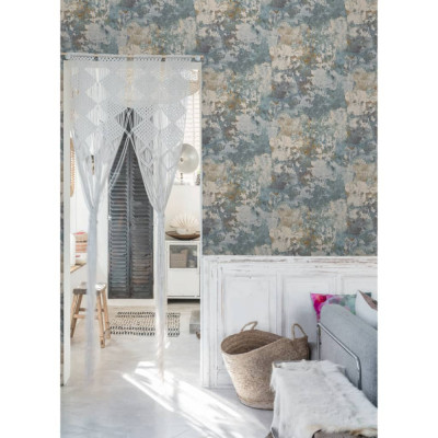 DUTCH WALLCOVERINGS Tapet model beton, gri si verde GartenMobel Dekor foto