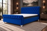 Pat Silver 160x200 cm Tapitat Catifea Albastru cu Somiera Inclusa