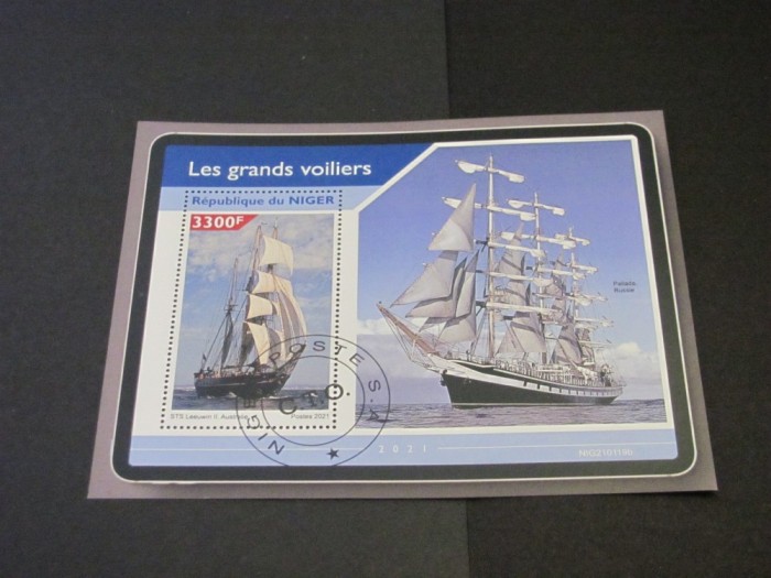 Coliță Filatelică Niger 2021 &ndash; &quot;Les grands voiliers&quot;, STS Leeuwin II Australia, Timbru 3300F Obliterat