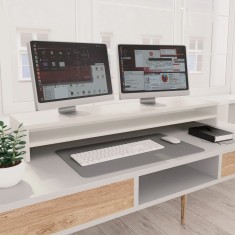 vidaXL Suport monitor, alb, 100x24x13 cm, lemn prelucrat