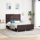 vidaXL Cadru de pat, maro &icirc;nchis, 140x200 cm, textil