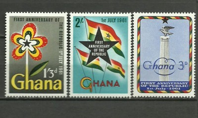 Ghana 1961 - aniv republicii, serie neuzata foto