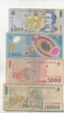 bnk bn Romania set 1000+2000+5000+10000 lei 1998-1999 uzate