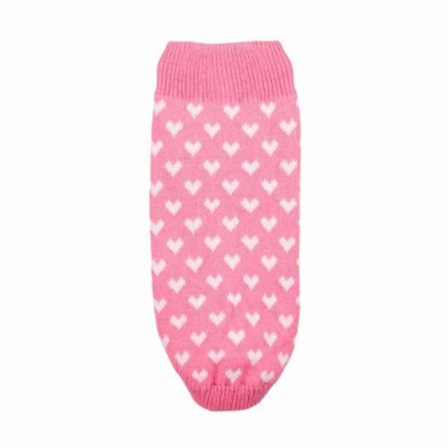 Pulover tricotat Pufo pentru caini, model Hearty pink, M