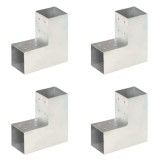 Gossi conectori de grinda, forma l, 4 buc, 81x81 mm, metal galvanizat