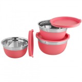 Set 3 boluri din INOX cu capace plastic 18,16,14cm Grunberg IGR2435