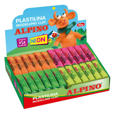 Display Plastilina Fluorescenta, 24 X 50gr./display, Alpino - 6 Culori Asortate foto