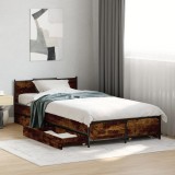 VidaXL Cadru de pat cu sertare stejar fumuriu 75x190 cm lemn prelucrat
