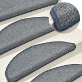 Gossi covorase pentru trepte scara, 15 buc., gri/albastru, 56x17x3 cm