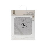 Prosop de baie cu gluga si broderie, Lorelli, 90 x 90 cm, bumbac, Soft Grey