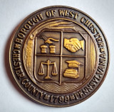 1974 West Chester Pennsylvania PA 175th Anniversary Bronze Medal, America Centrala si de Sud