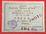 Acreditare de presa - meci Tenis Cupa Davis ROMANIA - SUA (24-26.02.1984)