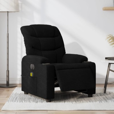 vidaXL Fotoliu electric de masaj rabatabil, negru, textil foto