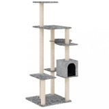 Cumpara ieftin Ansamblu pisici cu stalpi din funie sisal, gri deschis, 142 cm