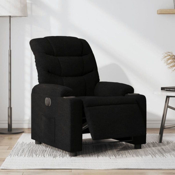 vidaXL Fotoliu rabatabil electric, negru, material textil 3206629
