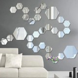 Set 29 Oglinzi Decorative Hexagonale Acrilice Argintii, DIY, Decoratiuni Casa, Montaj Facil