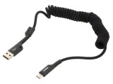 Cablu spiralat USB 2.0 A la C 1m negru 2A, Baseus