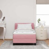 Cumpara ieftin Cadru de pat cu saltea Roz 90x200 cm Catifea