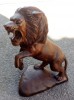 Impozanta sculptura leu din lemn masiv lucrare dintr-o singură bucata de lemn,