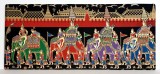 Thailanda / Procesiune regala cu elefanti - Tablou textil din epopeea hindusa Ramayana, serigrafie in 6 culori pe matase 55 x 24 cm