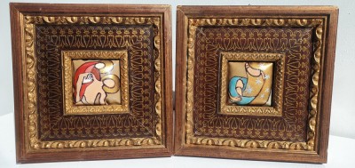 Icoane moderne, pictura pe piele, set, pereche tablou rame unice lemn, set foto
